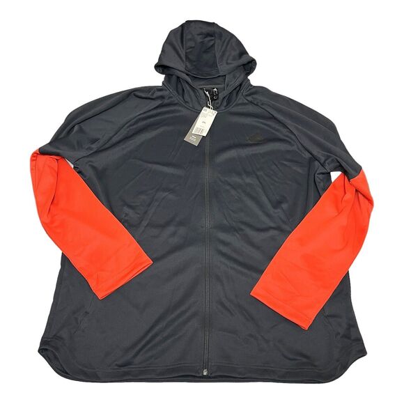 Adidas Hoodie Men 2XL Orange Full-Zip DH9071 Grey Activewear Running Outdoors - Picture 2 of 14